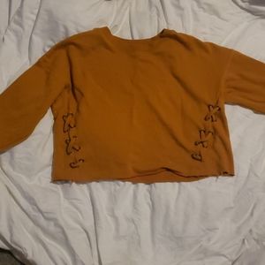 Burnt mustard cropped crew neck sweatshirt
